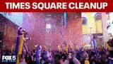 Video thumbnail for Cleanup in Times Square after NYE celebrations
