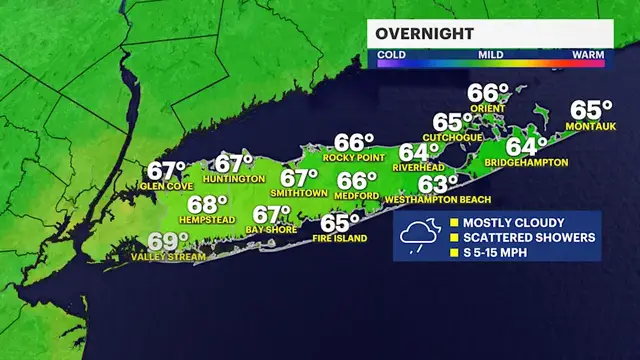 Video thumbnail for Showers arrive overnight on Long Island with some more rain to start Saturday