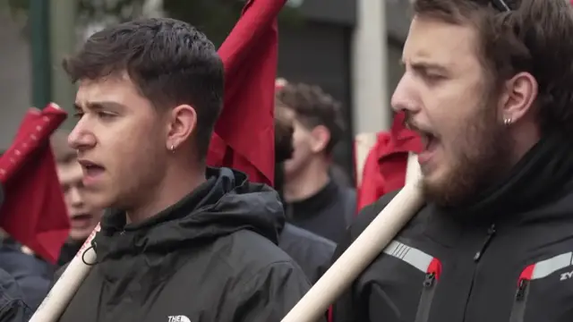 Video thumbnail for Greek workers protest in Athens demanding better pay amid rising inflation