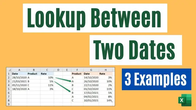 'Video thumbnail for Lookup Values Between Two Dates in Excel - 3 Examples'