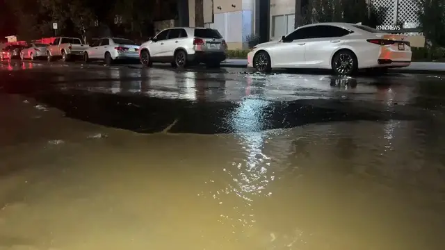 Video thumbnail for US, Los Angeles: Winnetka Water Main Break Near DMV Causes Disruption.
