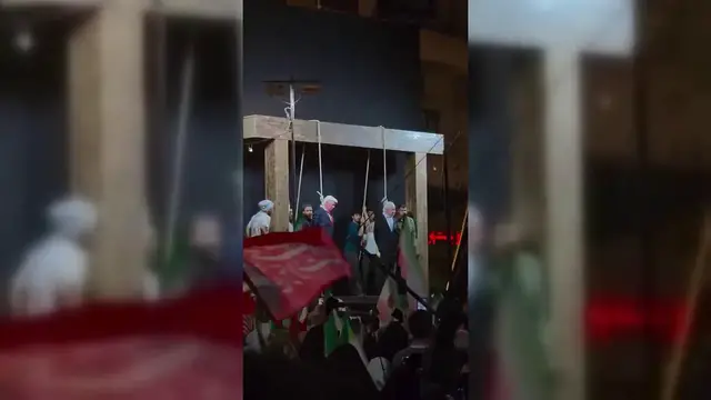 Video thumbnail for Iran: Trump, Netanyahu Images Hanged In Tehran.