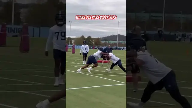 'Video thumbnail for Pass blocking reps from the #Titans offensive tackles. #shorts #titanup #tennesseetitans #nfl'
