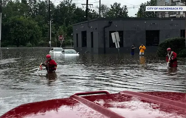 Video thumbnail for Hackensack firefighters respond to numerous calls during Sunday flooding