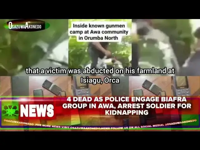 'Video thumbnail for 4 Dead As Police Engage Biafra Group In Awa, Arrest Soldier For Kidnapping'