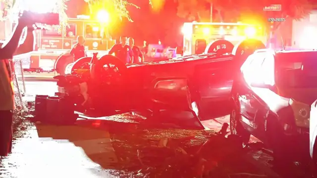 Video thumbnail for US, Los Angeles: Panorama City LAPD Pursuit Ends in Crash at Intersection.