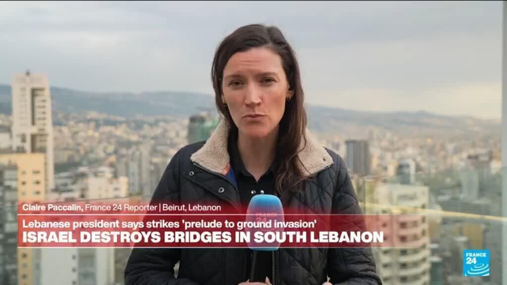 Video thumbnail for Israel destroys another bridge linking south Lebanon to rest of country