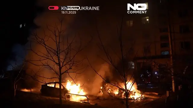 Video thumbnail for Lviv and Kharkiv hit by Russian drones and missiles