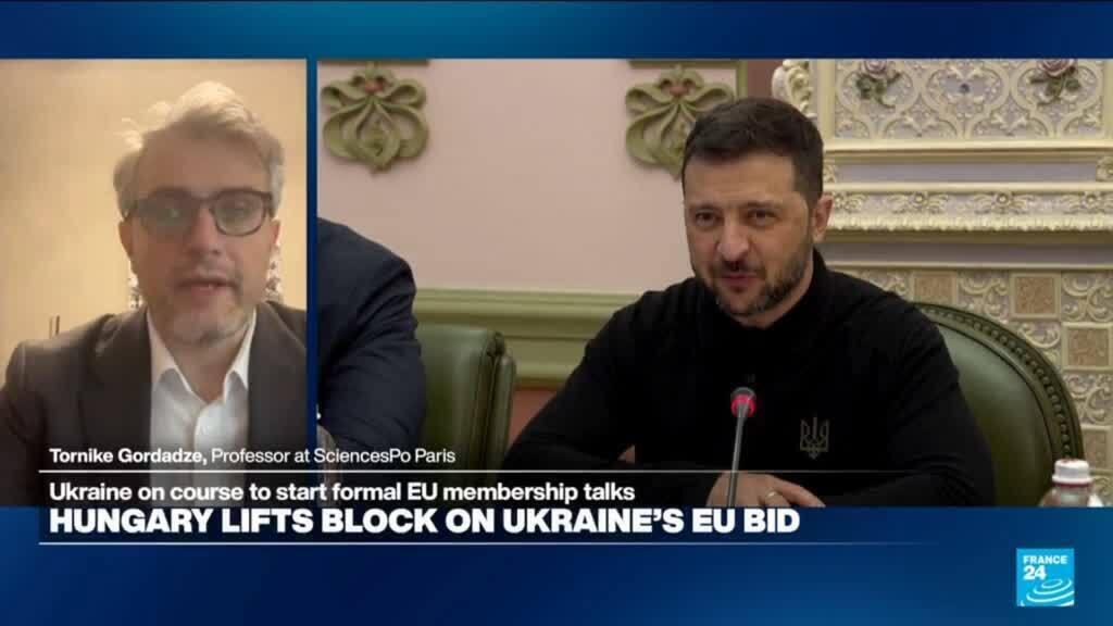 Video thumbnail for Ukraine's Zelensky pledges clear timetable of talks on EU membership