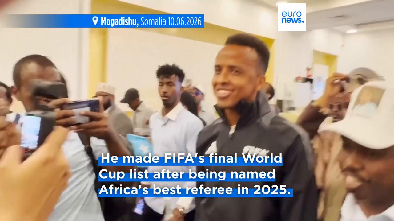 Video thumbnail for Somali World Cup referee Omar Artan receives warm welcome home after being denied entry to US