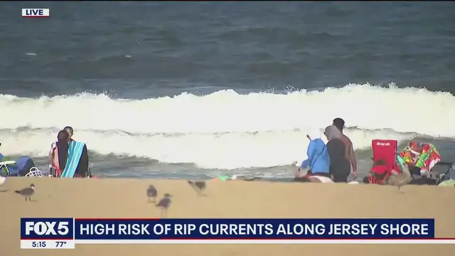 'Video thumbnail for NJ officials warn swimmers of riptides'