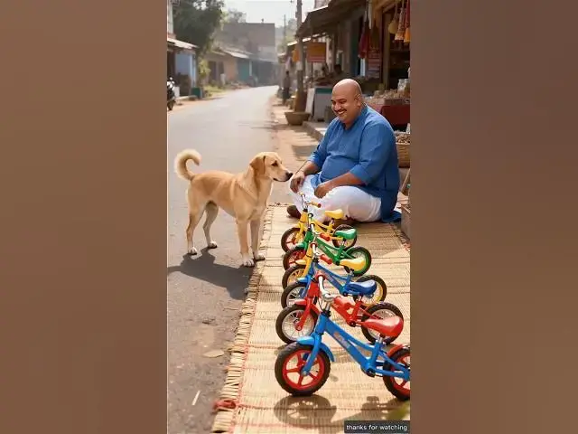 Video thumbnail for Cute dog steals bicycle for his child 😭 #ai​ #save​ #dog​