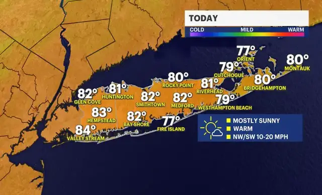 Video thumbnail for Sunny and warm today with more rain on the way for Long Island going into the weekend