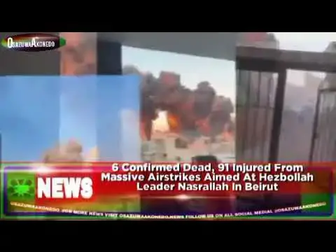 Video thumbnail for 6 Confirmed Dead, 91 Injured From Massive Airstrikes Aimed At Hezbollah Leader Nasrallah In Beirut
