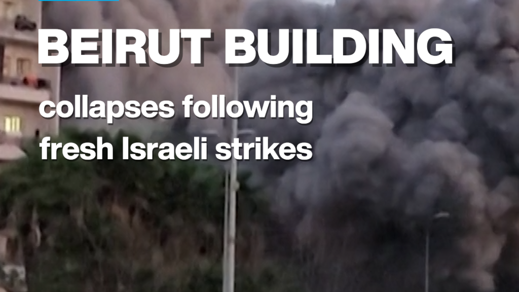 Video thumbnail for Beirut building collapses amid fresh Israeli strikes in capital city's centre