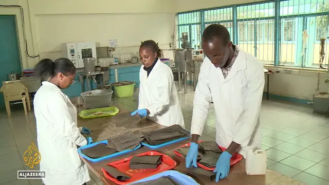 'Video thumbnail for Tackling an environmental crisis: Kenyan start up turns water hyacinth to bioplastic'