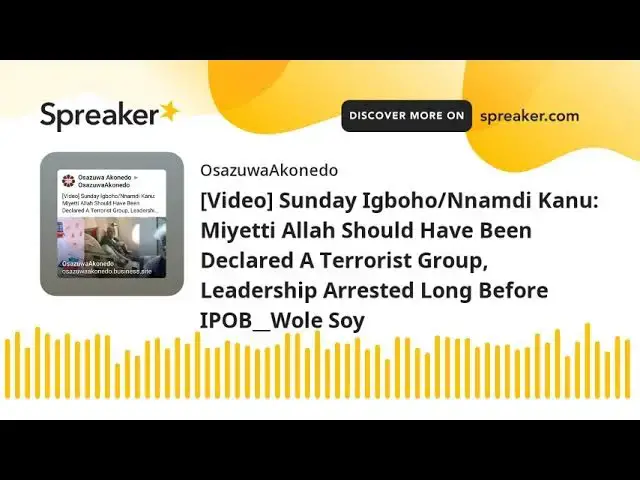 Video thumbnail for [Video] Sunday Igboho/Nnamdi Kanu: Miyetti Allah Should Have Been Declared A Terrorist Group, Leader
