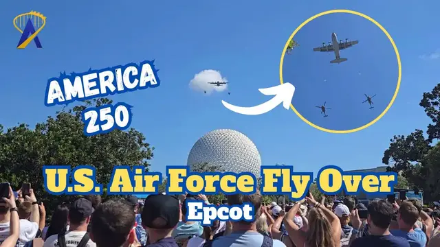 Video thumbnail for U.S. Air Force Flyover at EPCOT! Walt Disney World 4th of July 2026