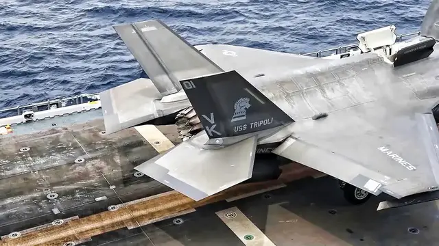 'Video thumbnail for U.S. Marine Corps F-35B Lightning II • USS Tripoli (LHA-7)'