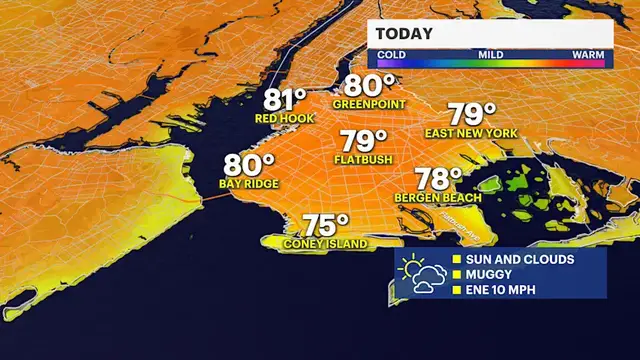 Video thumbnail for A humid and warm Sunday on tap ahead of dangerous heat next week in Brooklyn