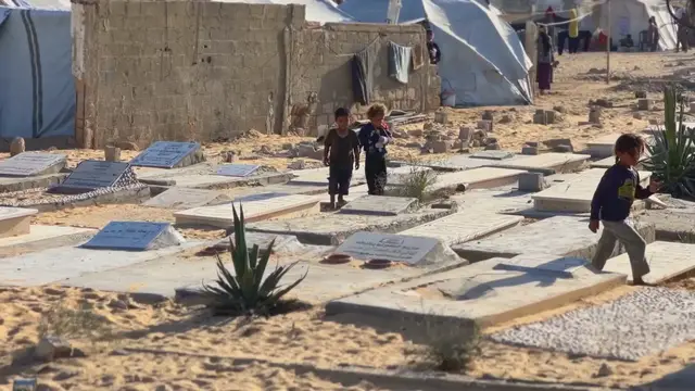 'Video thumbnail for Living next to the dead: Gaza graveyards become the only refuge for displaced Palestinians'