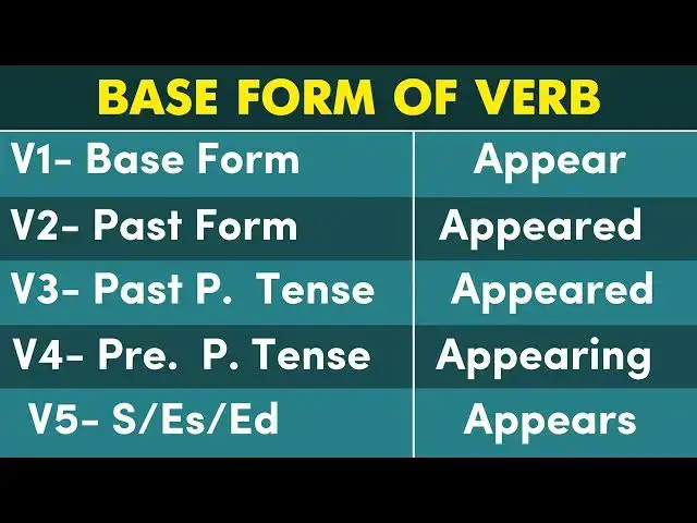 Video thumbnail for Conjugation English Verb to APPEAR | APPEAR Past Tense, Present, Future, Participle Form - V1 V2 V3