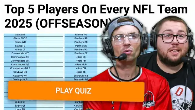 'Video thumbnail for Can we named the top 5 players from EVERY team? (NFL Sporcle)'