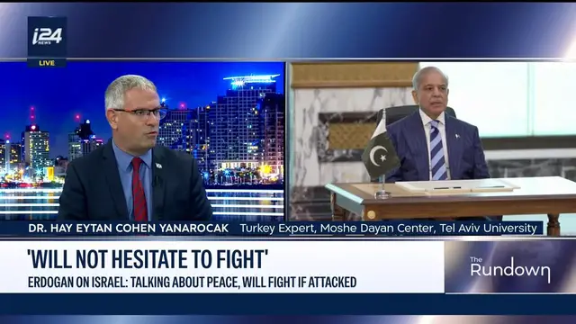Video thumbnail for Erdogan says Turkey 'will not hesitate to fight' but advocates for peace