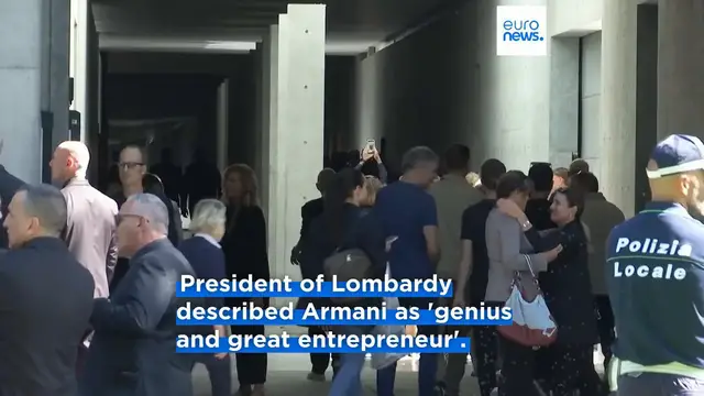 'Video thumbnail for Thousands pay their last respects to Giorgio Armani, private funeral on Monday'