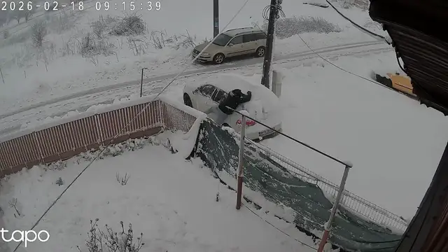 Video thumbnail for Teen Takes a Snowy Tumble While Clearing Car