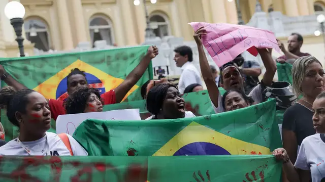 'Video thumbnail for Protests in Brazil after more than 100 killed in police raids'
