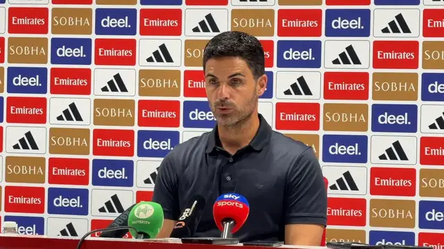 Video thumbnail for UK: Arsenal manager Arteta holds press conference after Como 1907 match.