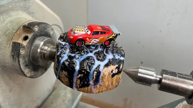 Video thumbnail for Woodturning - I stole my son's favourite hot wheels car, his reaction at the end is PRICELESS