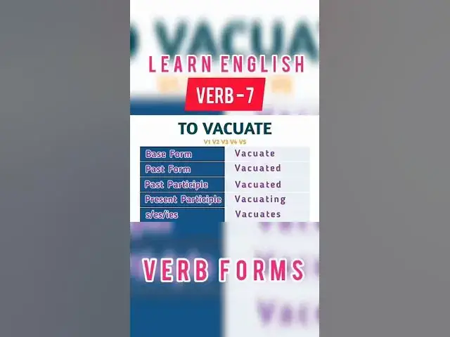 Video thumbnail for Vacuate, Cabalize, Cadge, Verb Forms In English V1 V2 V3 V4 V5 #verbforms #tenses #v1v2v3