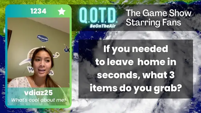 Video thumbnail for Our Favorite Answers: vdiaz25 prioritizes hygiene while evacuating!