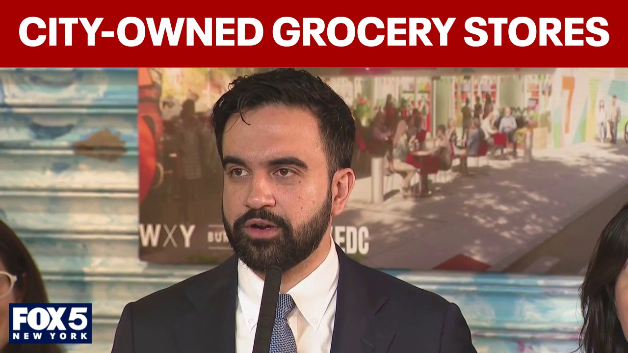 Video thumbnail for Mamdani announcement on city-run grocery stores