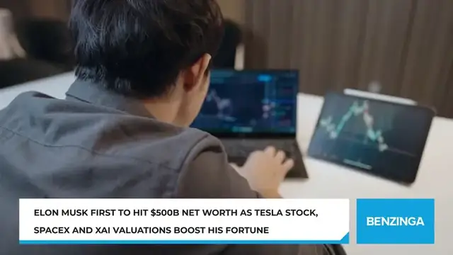 'Video thumbnail for Elon Musk First To Hit $500B Net Worth As Tesla Stock, SpaceX And xAI Valuations Boost His Fortune'