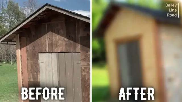 'Video thumbnail for Old Shed Restoration Progress (New & Fancy Shingles)'