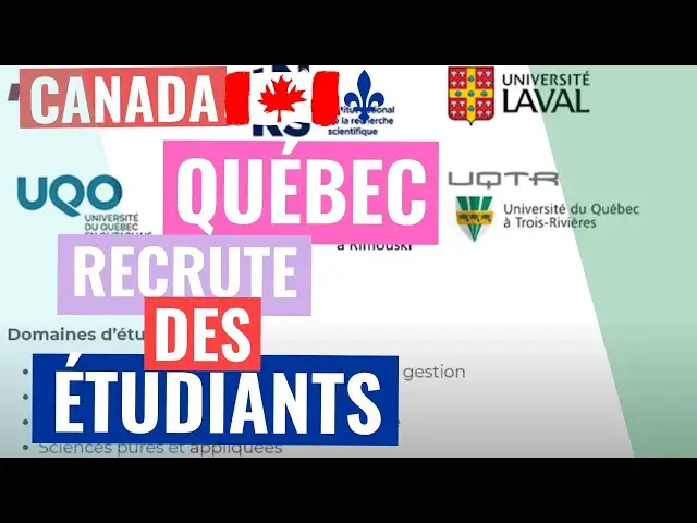 Video thumbnail for Du 6 au 25 octobre Québec 🇨🇦 recrute des étudiants universitaires à travers le monde.