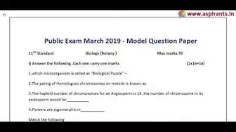 Video thumbnail for 11th Bio Botany Public Exam March 2019 - Model Question Papers (Chennai District) | (English Medium)