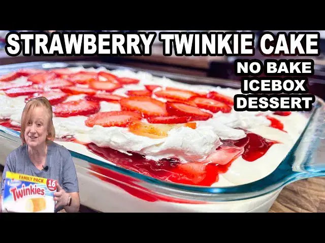 Video thumbnail for STRAWBERRY TWINKIE CAKE No Bake Dessert using Hostess Twinkies