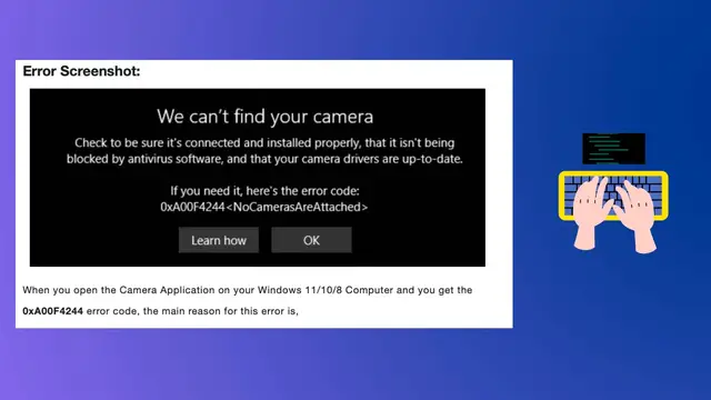 Video thumbnail for Fix - Microsoft Windows Error Code 0xA00F4244 NoCamerasAreAttached