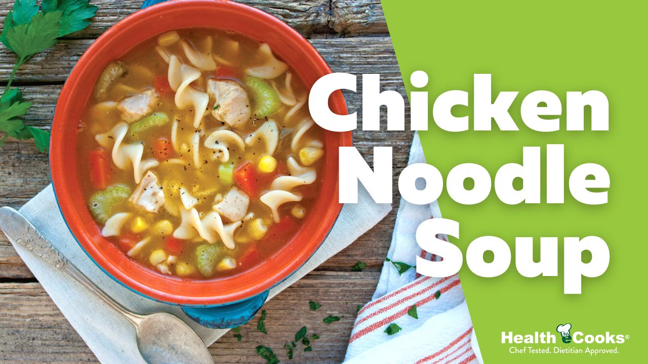 Video thumbnail for Classic Chicken Noodle Soup Made Heart-Healthy