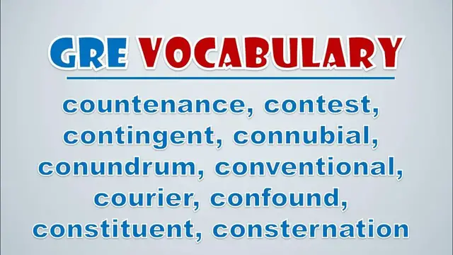 Video thumbnail for GRE Vocabulary: Countenance, Contest, Contingent, Connubial, Conundrum, Conventional, Courier
