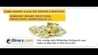 Video thumbnail for COMO GANHEI $ 13.61 EM 3 MINUTOS COM ROBO BOT DIGIT OVER PREDICTION 7 MARTINGALE 1.61