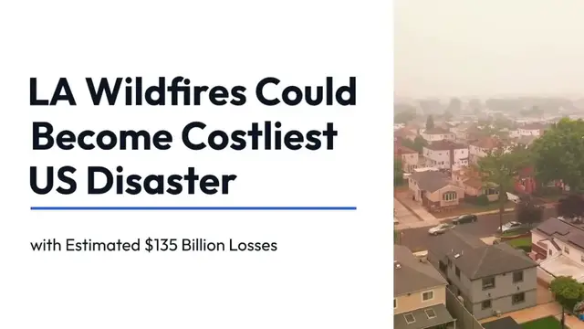 Video thumbnail for LA Wildfires Could Become Costliest US Disaster with Estimated $135 Billion Losses