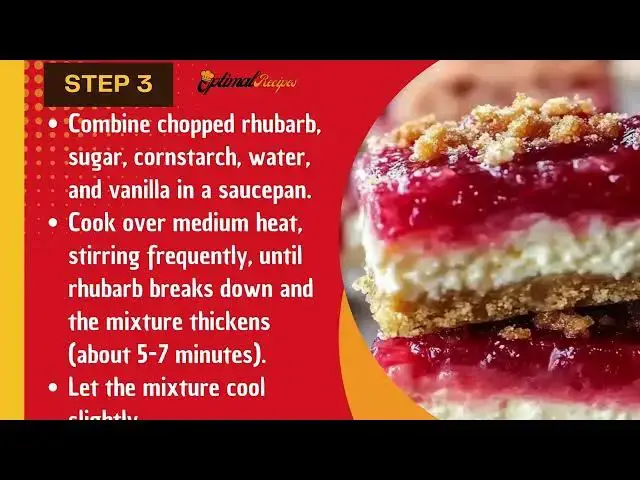 Video thumbnail for Creamy Rhubarb Cheesecake Bars – Delicious Dessert Recipe