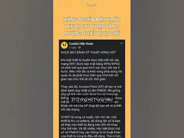 Video thumbnail for Thử nghiệm cho thấy gần 50% mạng WIFI có thể dễ dàng bị lấy mật khẩu, tiềm ẩn nguy cơ bị tấn công!