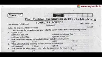 Video thumbnail for 11th Computer Science First Revision 2019 - Question Paper (Cuddalore District) | (English Medium)
