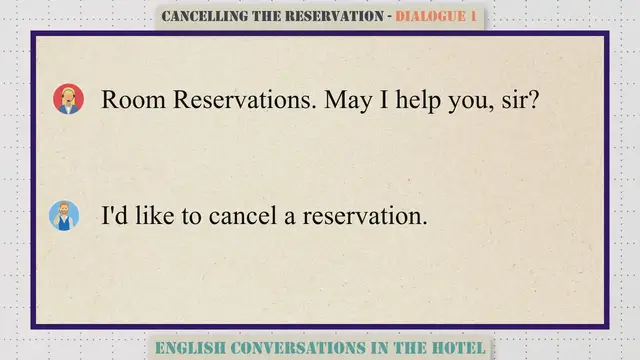 Video thumbnail for Cancelling The Reservation - English Conversations in the Hotel